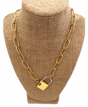Solid Padlock Link Pendant Necklace