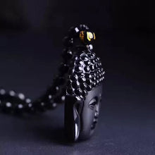 Obsidian Buddha Head Lucky Necklace