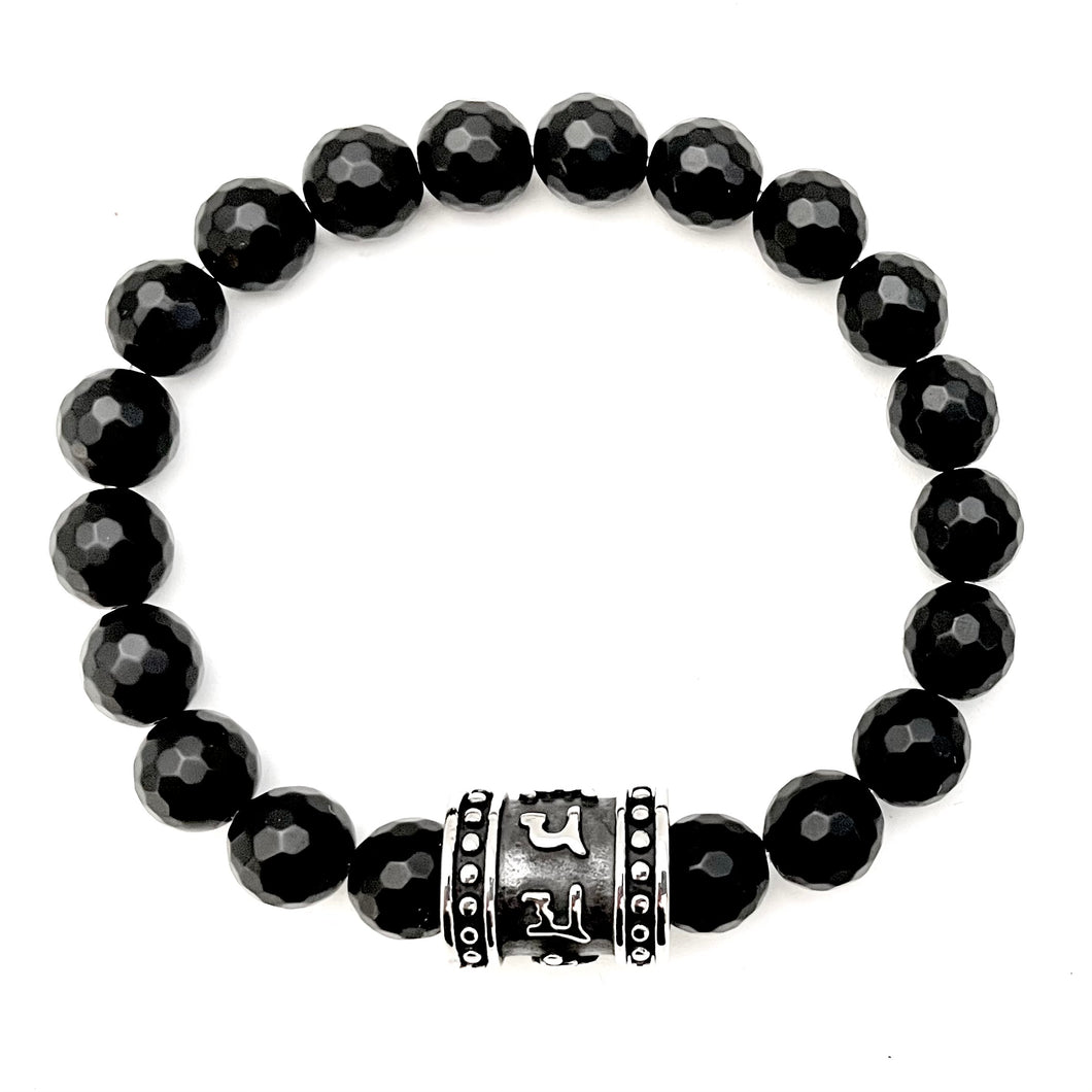 Tibetan Big Barrel Obsidian Bracelet