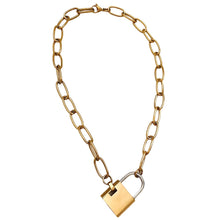 Solid Padlock Link Pendant Necklace