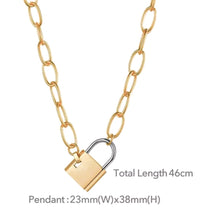 Solid Padlock Link Pendant Necklace