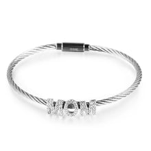 " Mom” Stainless Steel Cable Bangle