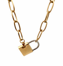 Solid Padlock Link Pendant Necklace