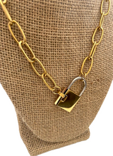Solid Padlock Link Pendant Necklace