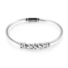 "Blessed" Word Stainless Steel Cable Bangle