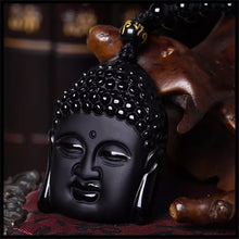 Obsidian Buddha Head Lucky Necklace