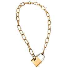 Solid Padlock Link Pendant Necklace