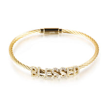 "Blessed" Word Stainless Steel Cable Bangle